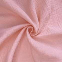 Ткань Муслин Жатый, цвет Нежно-Розовый (на отрез)  в Химках